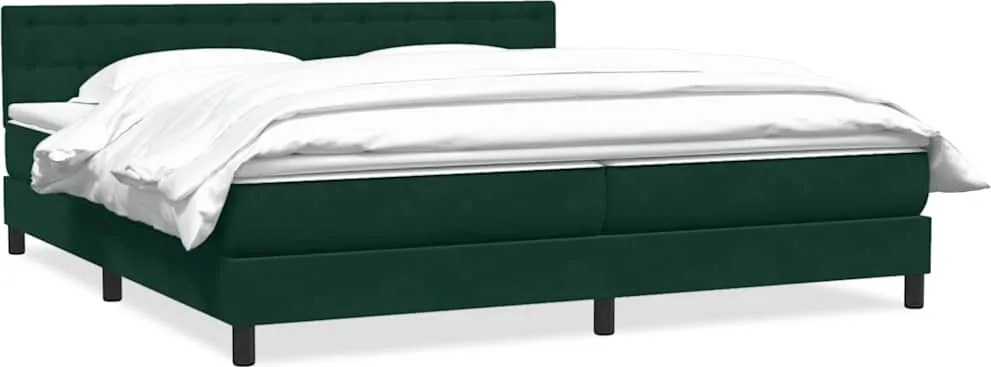 vidaXL Pat box spring cu saltea, verde închis, 180x220 cm, catifea