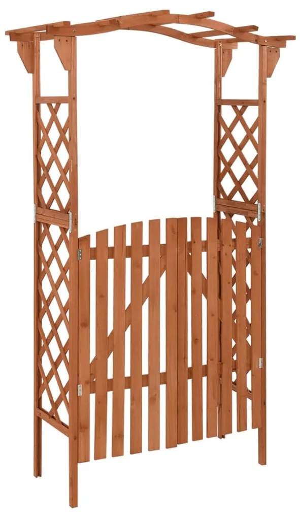 Pergola cu poarta, 116x40x204 cm, lemn masiv de brad 1, Maro