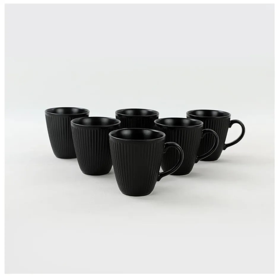 Căni negre 6 buc. din ceramică 0.3 l – Hermia