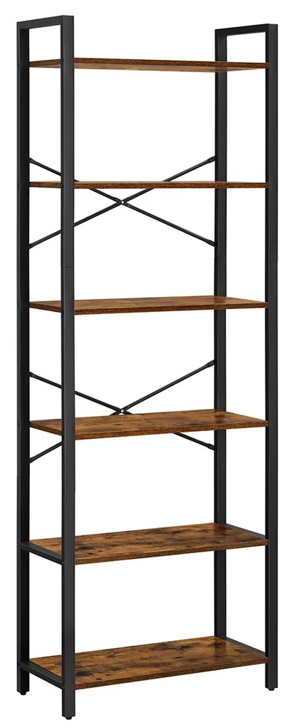 Biblioteca TAYLOR 6 rafturi 186x66 cm, rustic maro