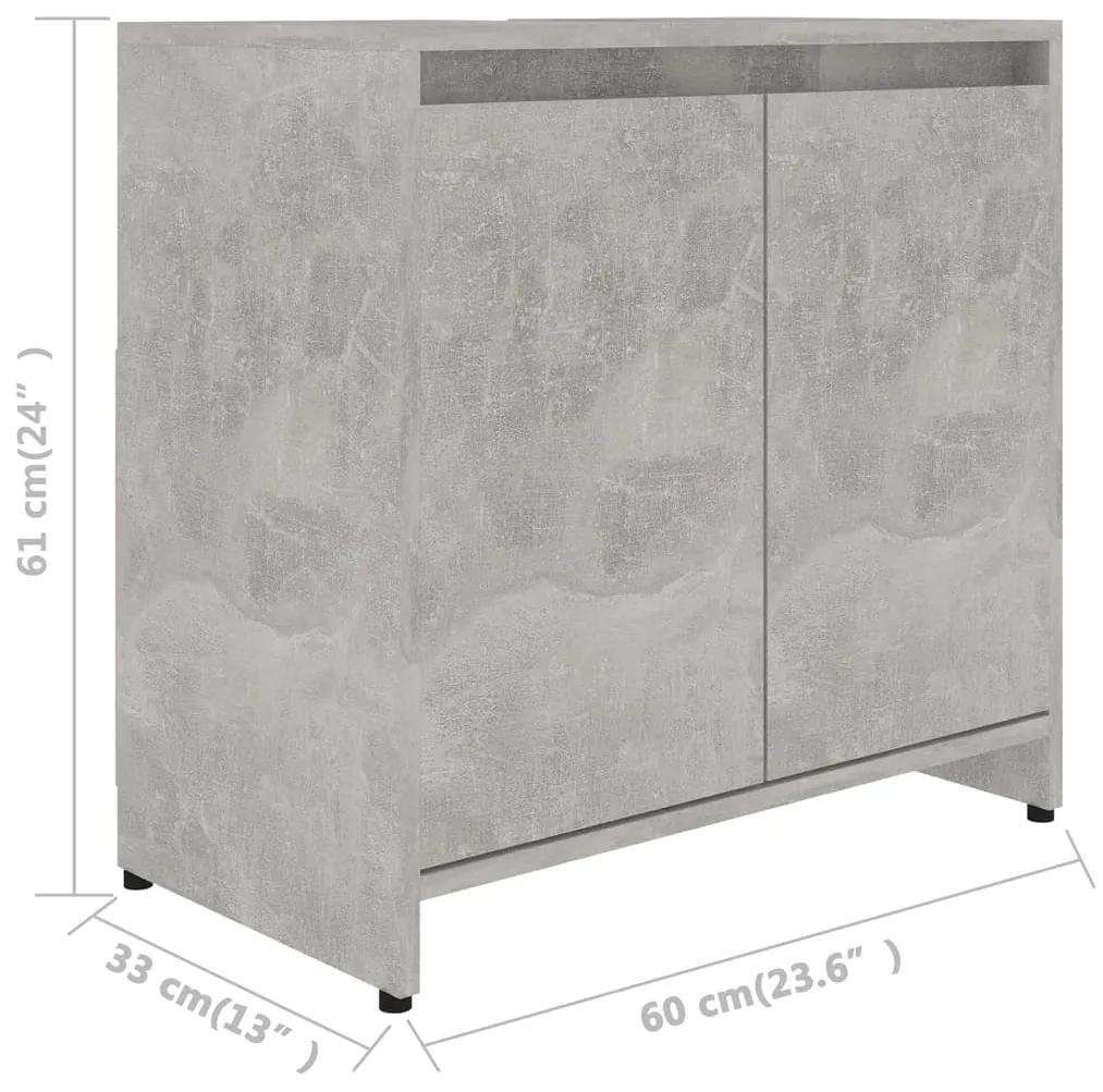 Dulap de baie, gri beton, 60 x 33 x 61 cm, PAL Gri beton, 1