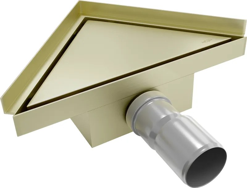 Mexen Flat-T M13 scurgere de podea triunghiulară 20 x 20 cm, auriu periat - 1A10320