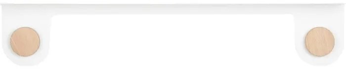 Raft de perete din oțel și detalii din lemn de stejar, cu 2 cârlige Gazzda Hook, lungime 70 cm, alb