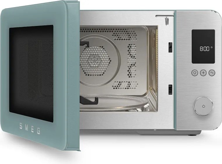 Cuptor cu microunde combinat cu aer cald SMEG Collezione MOC02EGMEU, 900 W, 27 l, 25 de programe, închidere lină, setări personalizate, verde