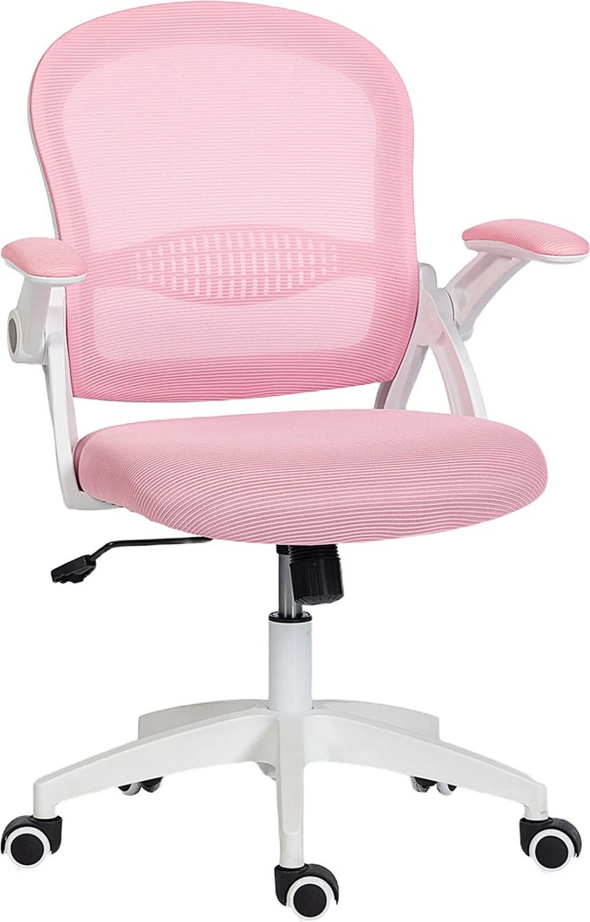 Vinsetto Scaun de Birou Ergonomic, Reglabil, cu Spătar din Plasă și Scaun Captusit, 65.5x61.5x88-97.5 cm, Roz | Aosom Romania