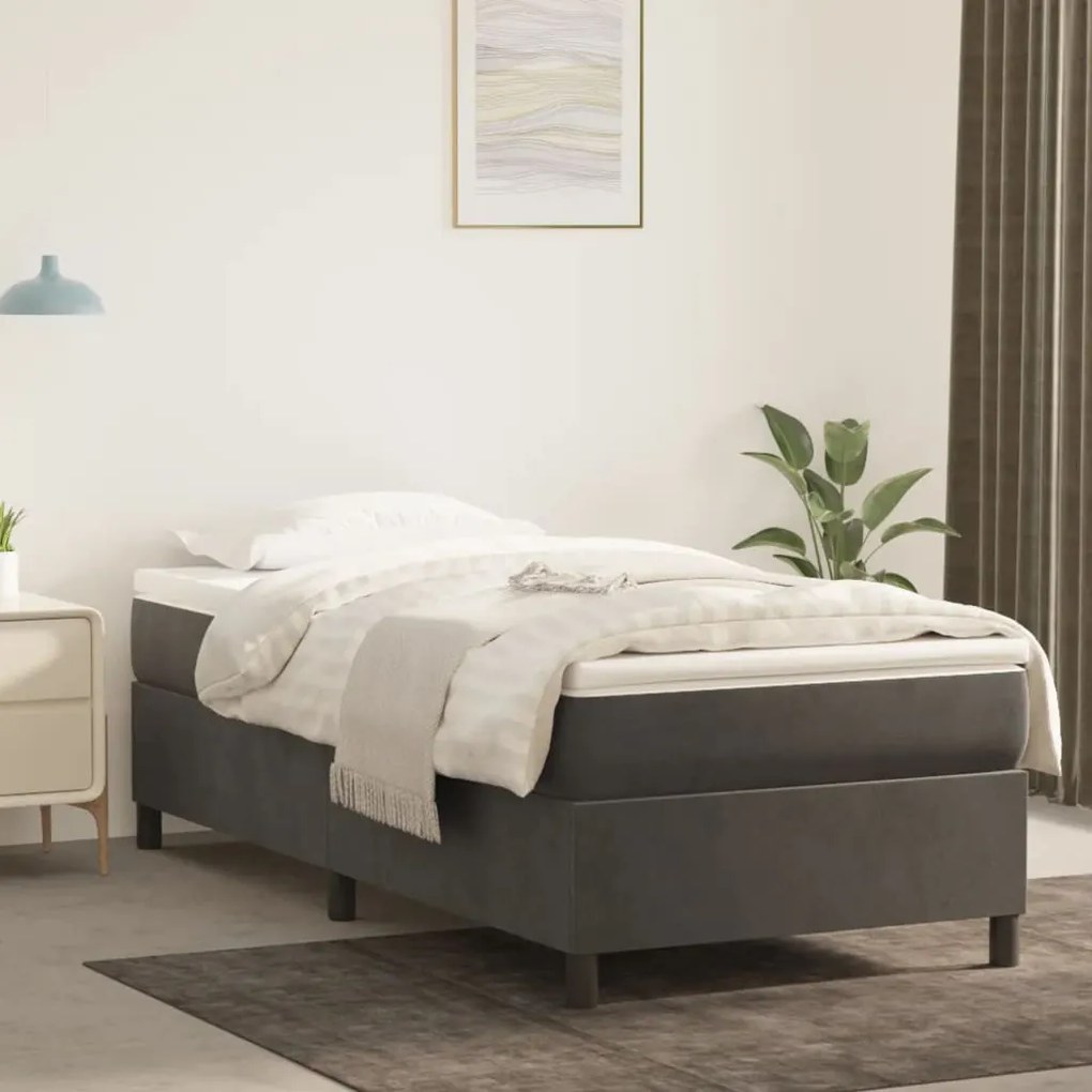 3121103 vidaXL Cadru de pat box spring, gri închis, 100x200 cm, catifea