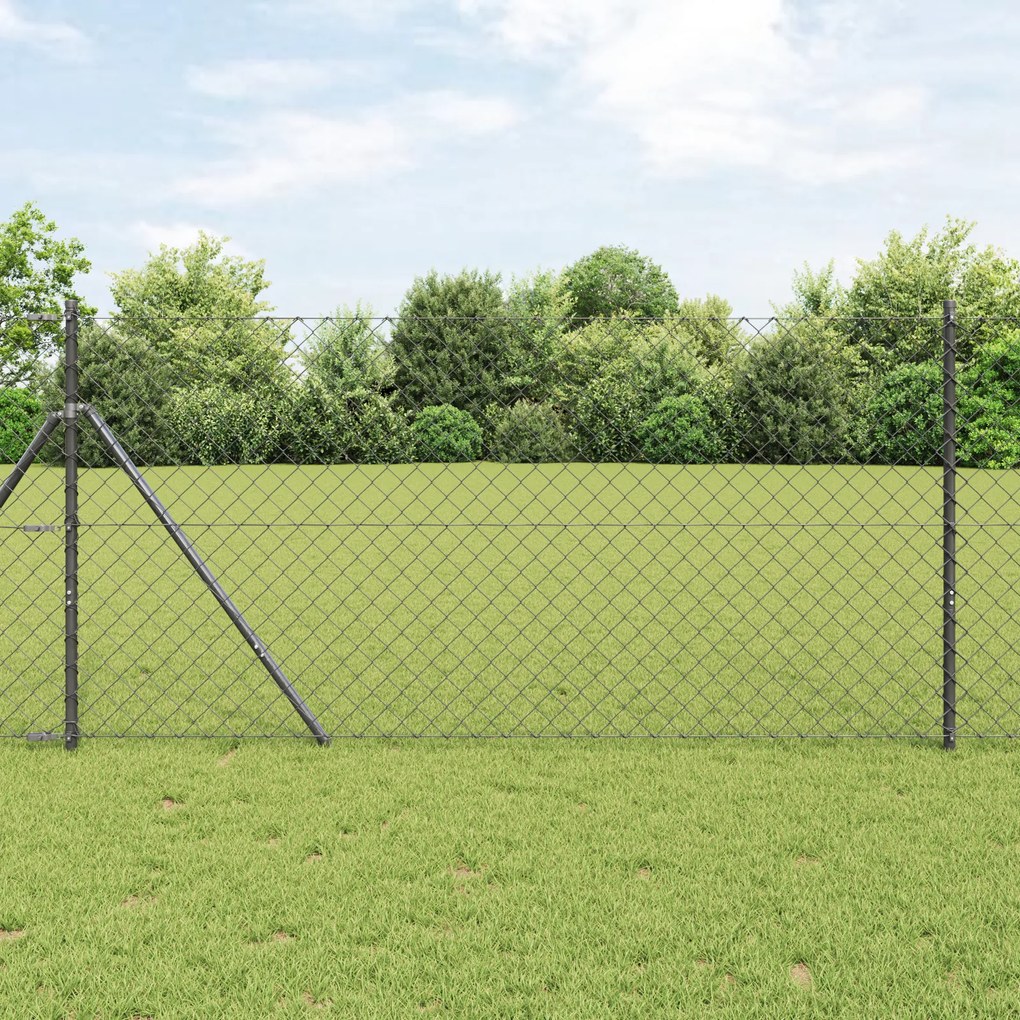 vidaXL Set de Stâlpi de Gard Gri 1.4 x 25 m Oțel Galvanizat