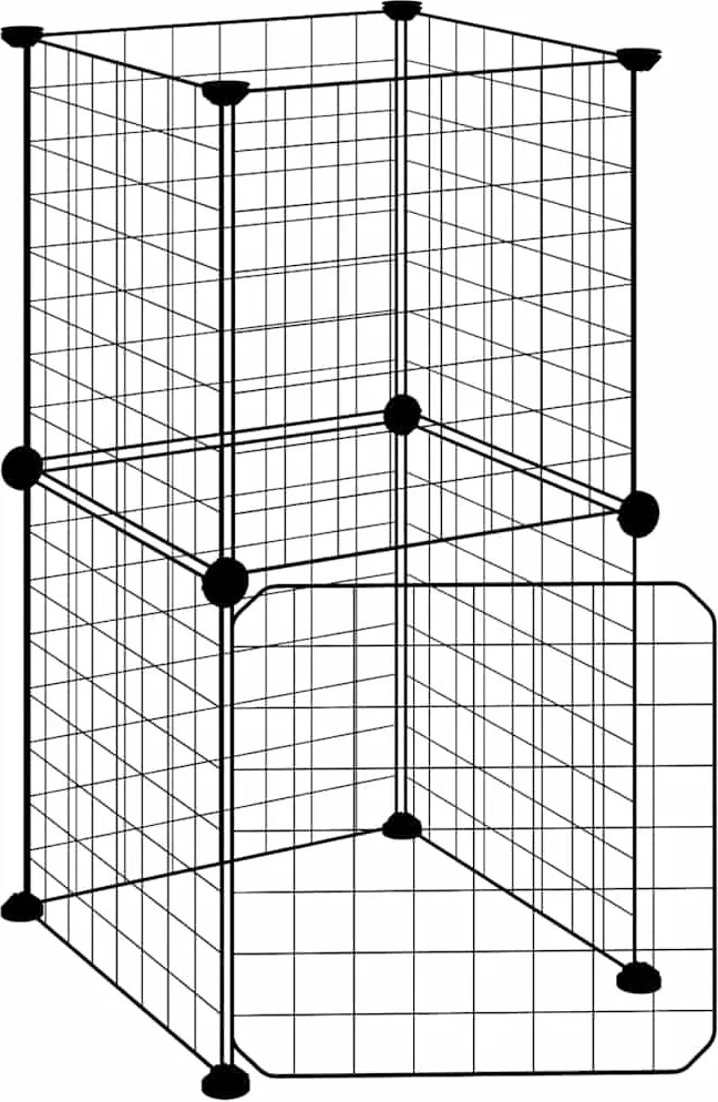 vidaXL Cușcă animale de companie cu ușă, 8 panouri, negru 35x35cm oțel