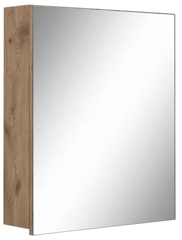 Dulap de baie în culoare naturală suspendat/cu oglindă cu aspect de lemn de stejar 60x70 cm Wisla – Støraa