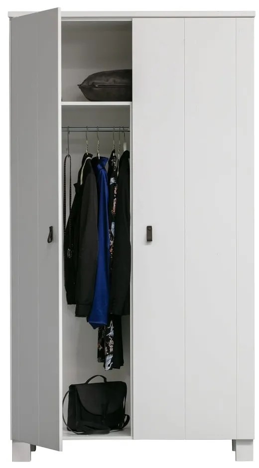 Șifonier alb din lemn de pin 111x202 cm Ties – WOOOD