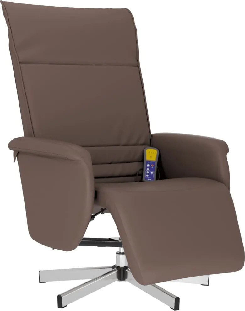 vidaXL Fotoliu de masaj rabatabil cu suport picioare, maro, piele eco