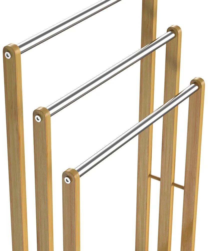 Suport de prosoape de bambus RUBBY cu bare metalice, 46x24x84cm, maro/argintiu Casaria