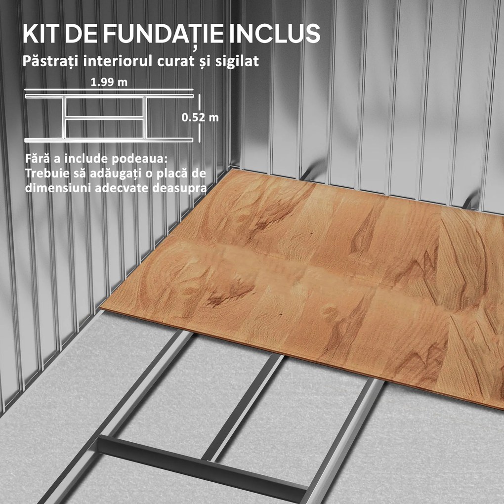 Outsunny Magazie Gradina - Căsuță de Grădină Metal 213x130x185 cm cu Uși Glisante | Aosom Romania