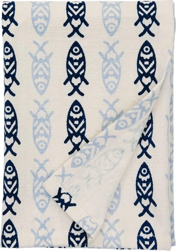 Prosop de bucătărie din bumbac imprimat cu pești, 50×70 cm, „Fish Kitchen Towel"