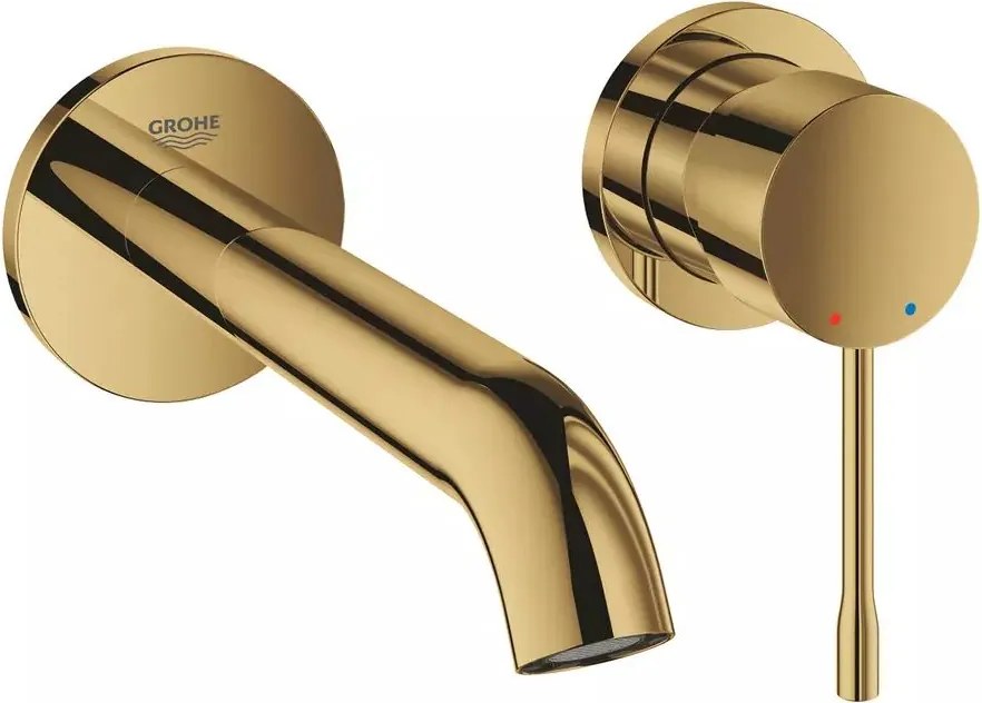 Baterie lavoar incastrata Grohe Essence 18 cm auriu lucios Cool Sunrise fara corp ingropat