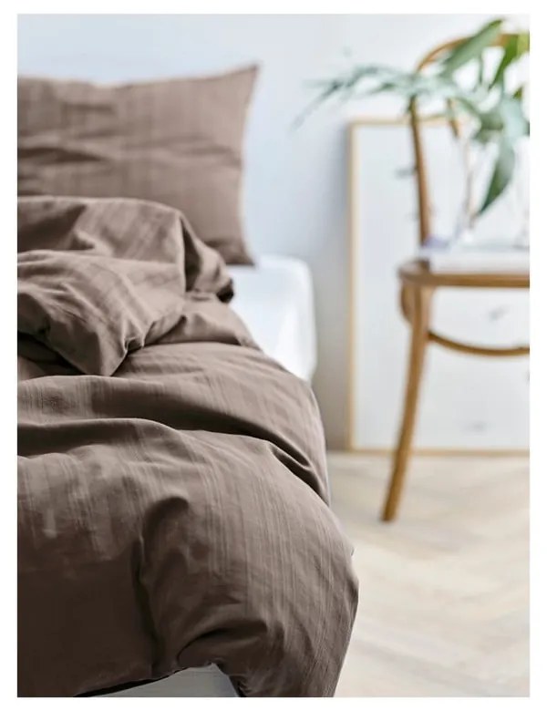 Lenjerie de pat taupe din damasc pentru pat de o persoană 140x200 cm Noble – Södahl