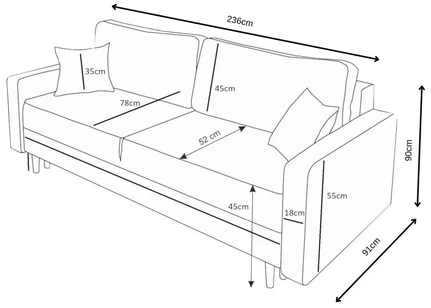 Supermobel Canapea extensibilă SOLO, 226x90x91, itaka 10