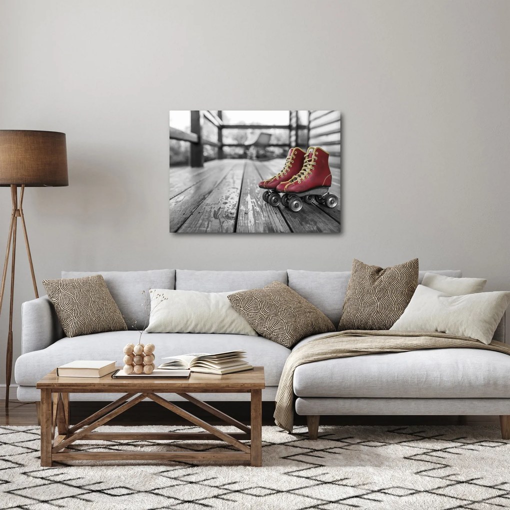 Tablou cu pantofi cu role vechi roșii (70x50 cm)