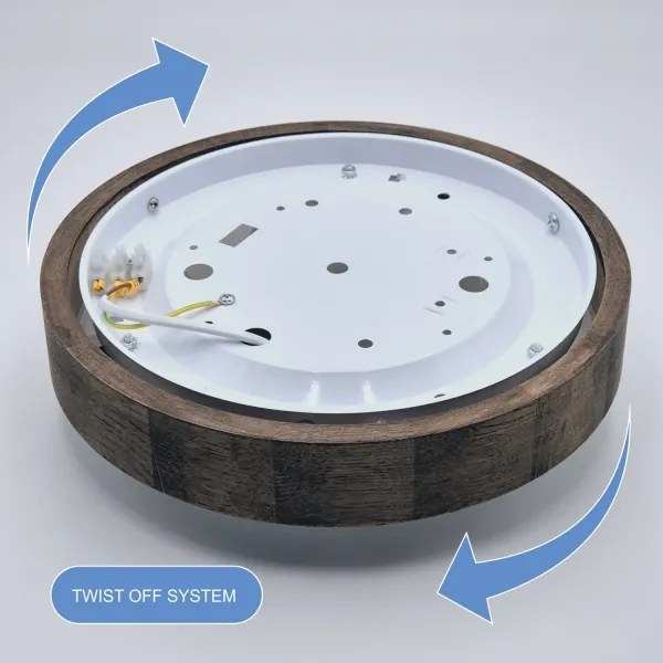 Brilagi LED RGBW — plafonieră LED dimerizabilă CARVALHO SLIM 1xE27/15W/230V Wi‑Fi, stejar, Ø 27 cm