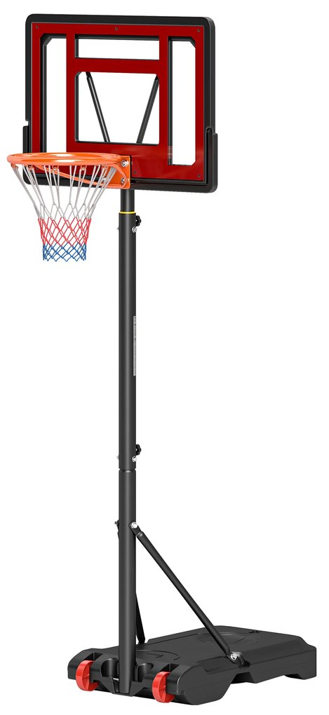 HOMCOM Suport de basket cu roți, Coș de basket reglabil, independent, Plastic, Oțel, 75L x 83L x 205-261H cm | Aosom Romania