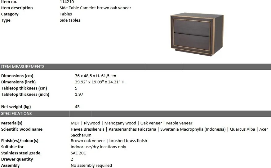 Noptiera design elegant LUX Camelot, maro 114210 HZ