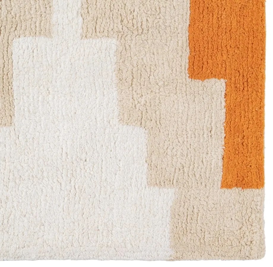 Covor portocaliu lavabil din bumbac 100x135 cm Azteca – Ixia