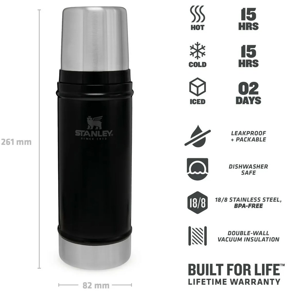 Stanley Thermos Legendary Classic 470 ml negru mat, 0,47 l