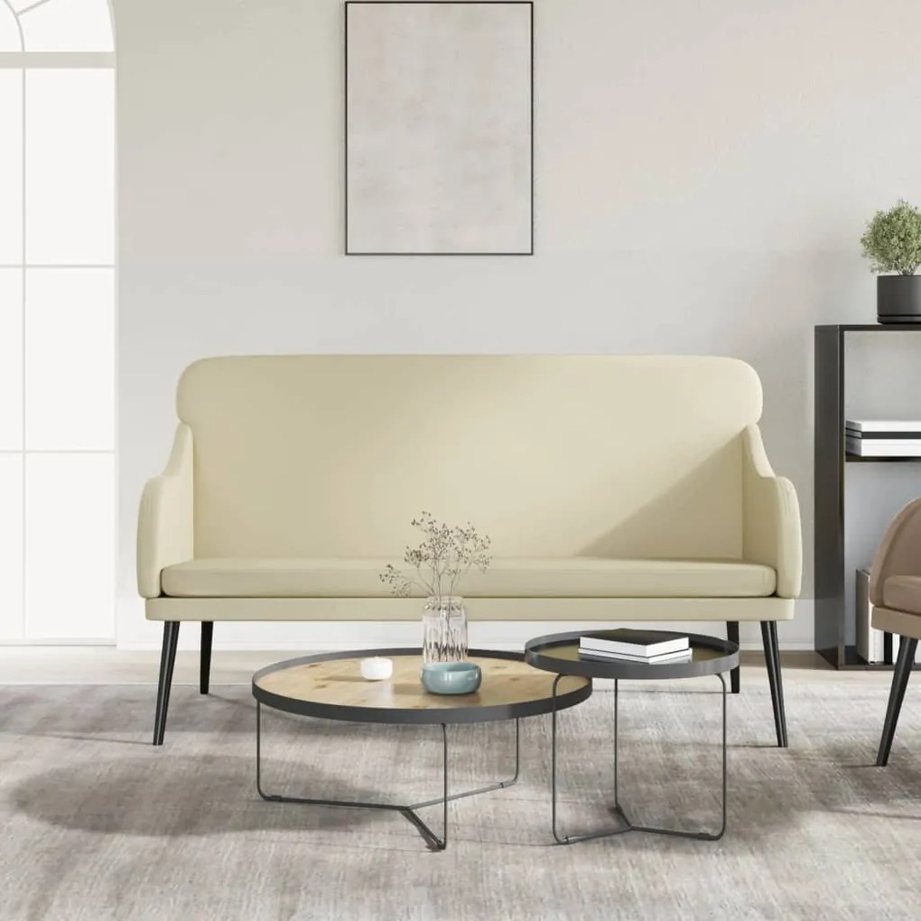 351431 vidaXL Bancă, crem, 110x76x80 cm, piele ecologică