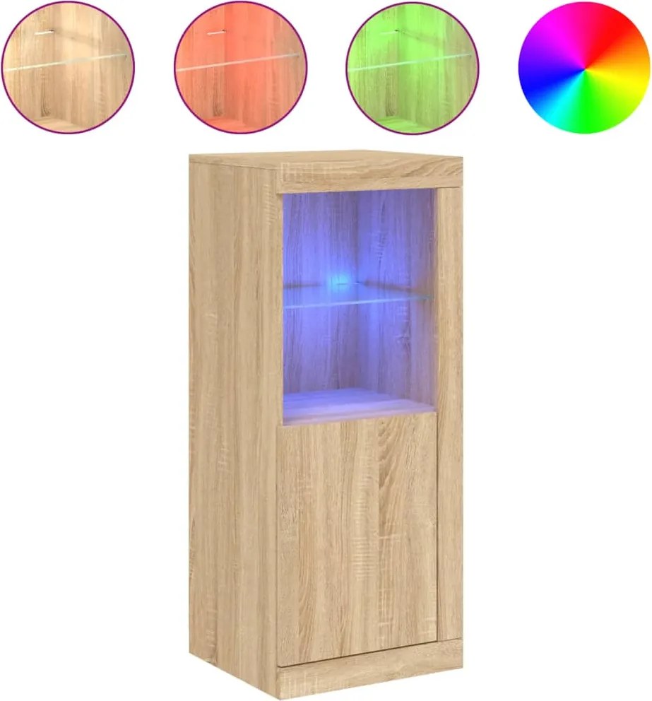 vidaXL Servantă cu lumini LED, stejar sonoma, 41x37x100 cm