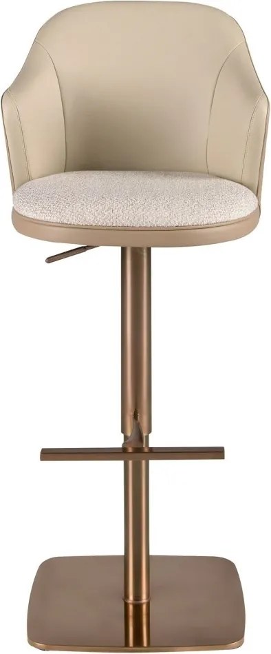 Scaun de bar pivotant cu inaltime reglabila Stool crem/ maro