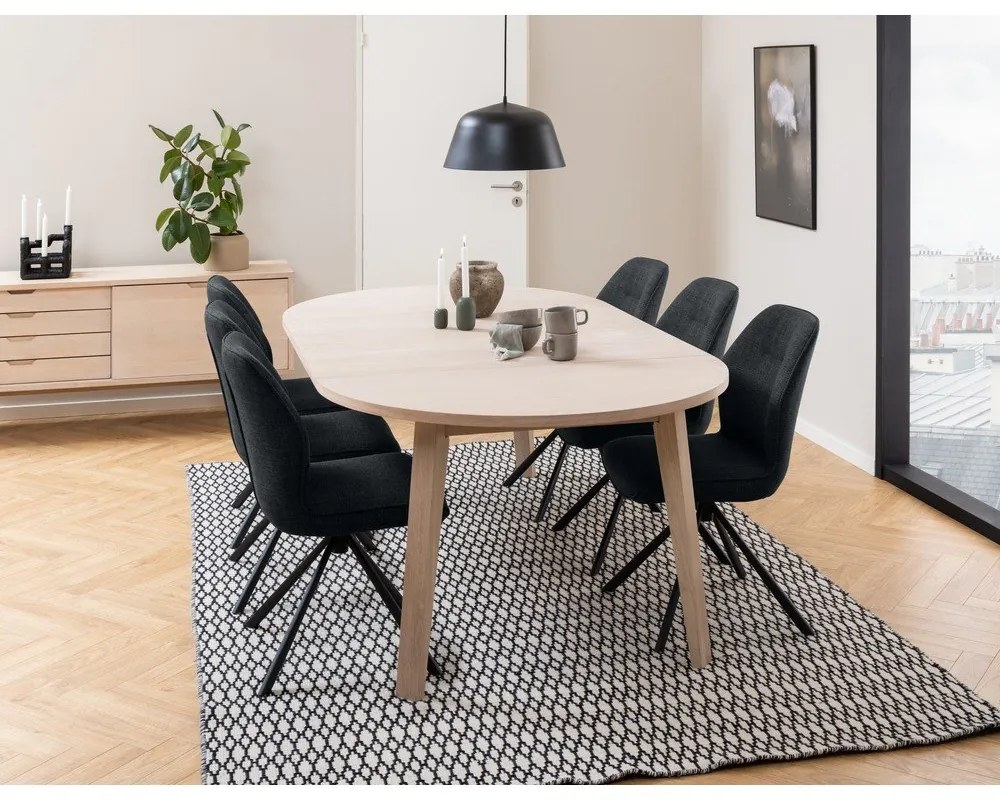 Masă de dining rotundă extensibilă cu blat cu aspect de lemn de stejar ø 120 cm A-Line – Actona