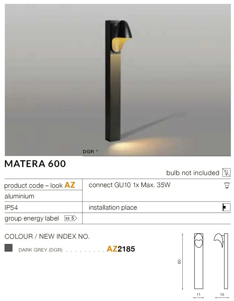 Stalp pentru iluminat exterior design modern IP54 MATERA H-60cm