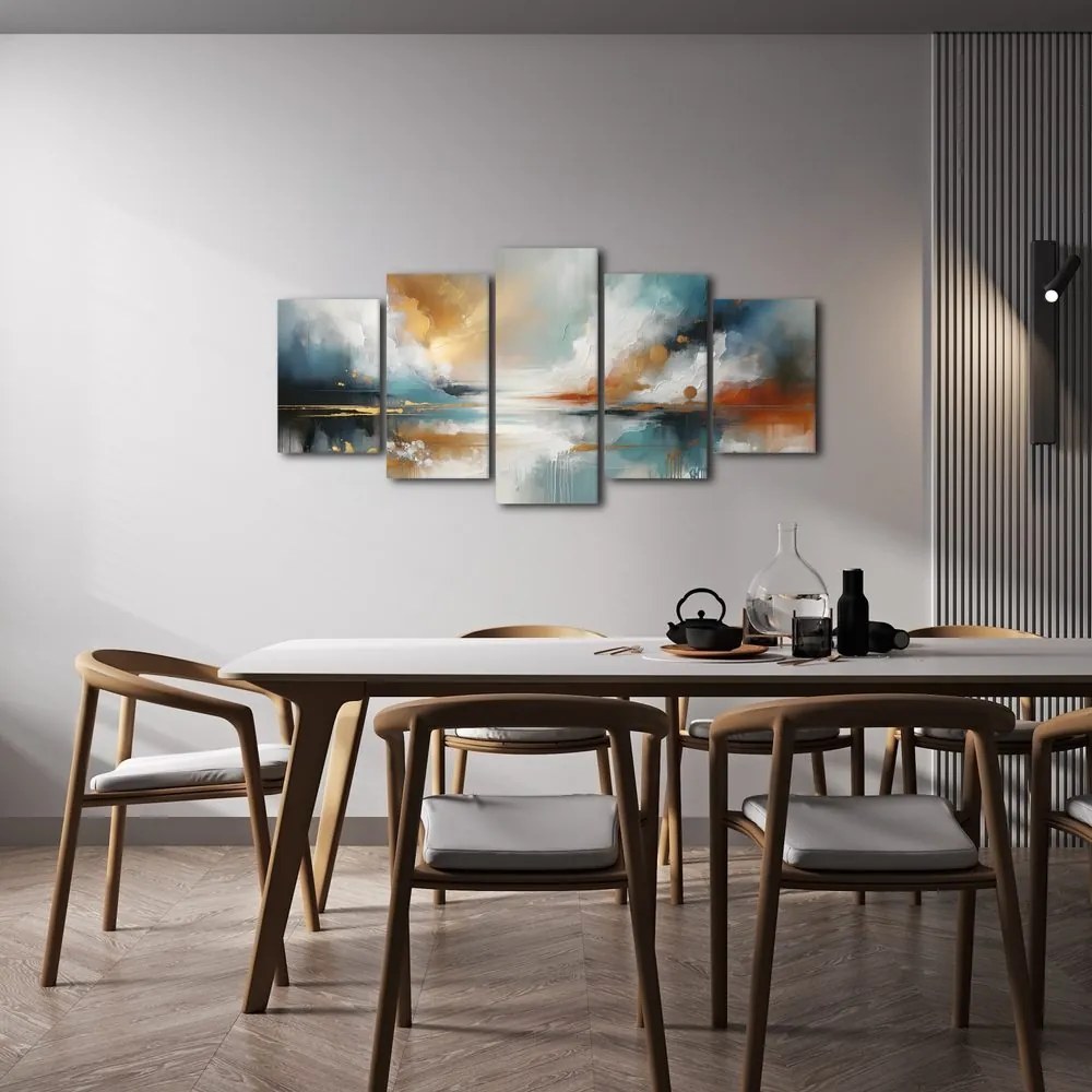 Tablou 5-piese peisaj abstract cu lac