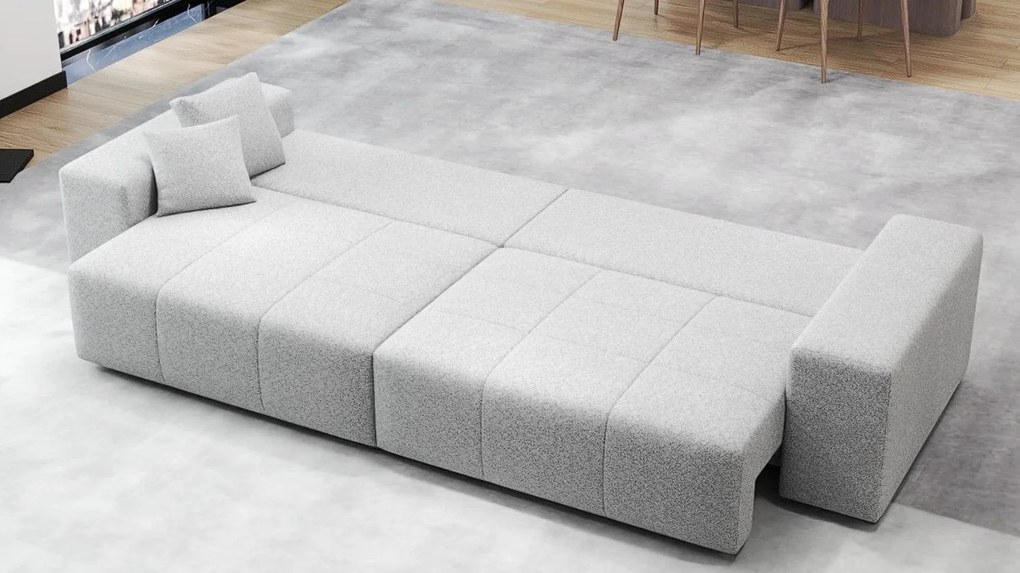 Canapea extensibilă dumonde cu ladă de depozitare si sezut confortabil din spuma high-density, Marbela Enjoy Grey XXL 295x100 cm