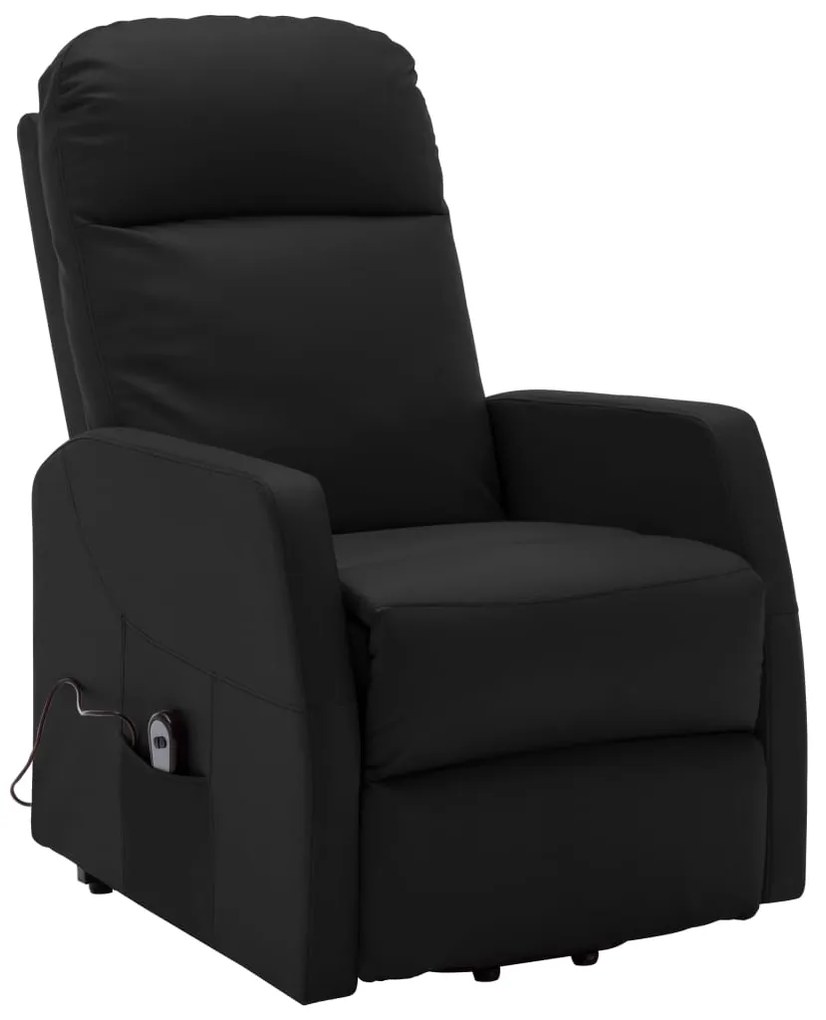 321366 vidaXL Fotoliu rabatabil cu ridicare verticală, negru, piele ecologică