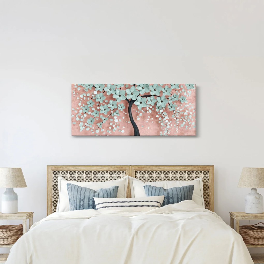 Tablou - Flori albastre în pastel (120x50 cm)
