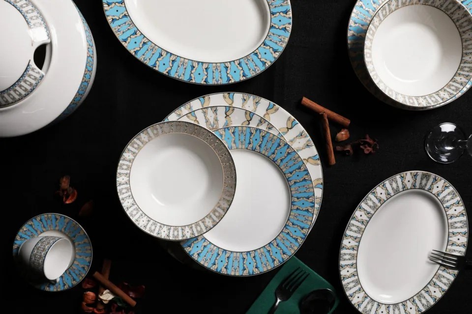 Serviciu de Masa BNKL68YT43010358, 68 Piese, Portelan Bone China