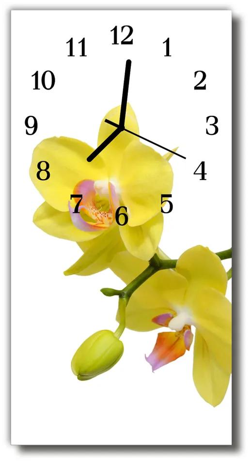 Ceas de perete din sticla vertical Orhidee flori orhidee galbene