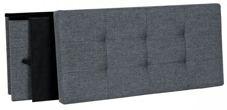 Bancheta cu capac si spatiu depozitare, textil / MDF, gri inchis, Songmics