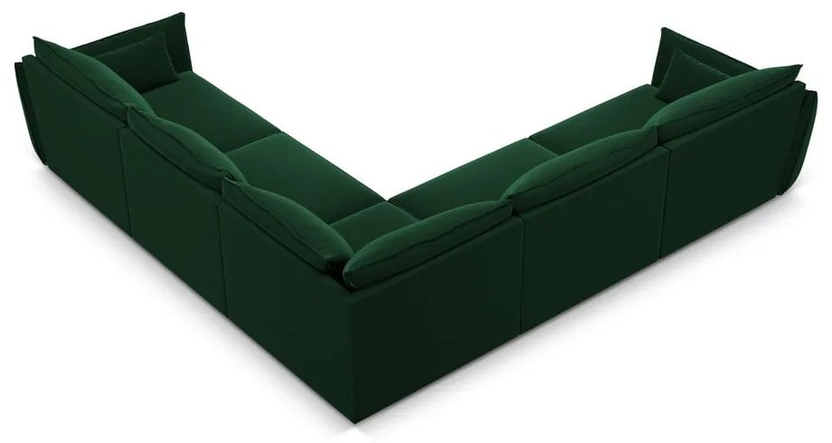 Colțar verde închis cu tapițerie din catifea Vanda – Mazzini Sofas