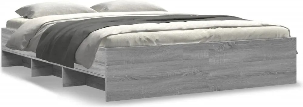 vidaXL Cadru de pat, gri sonoma, 150x200 cm, lemn prelucrat