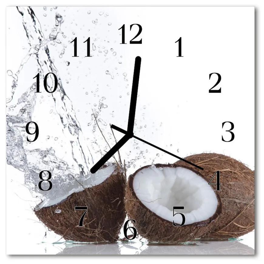 Ceas de perete din sticla pătrat Nuci de cocos Alimente și băuturi alb