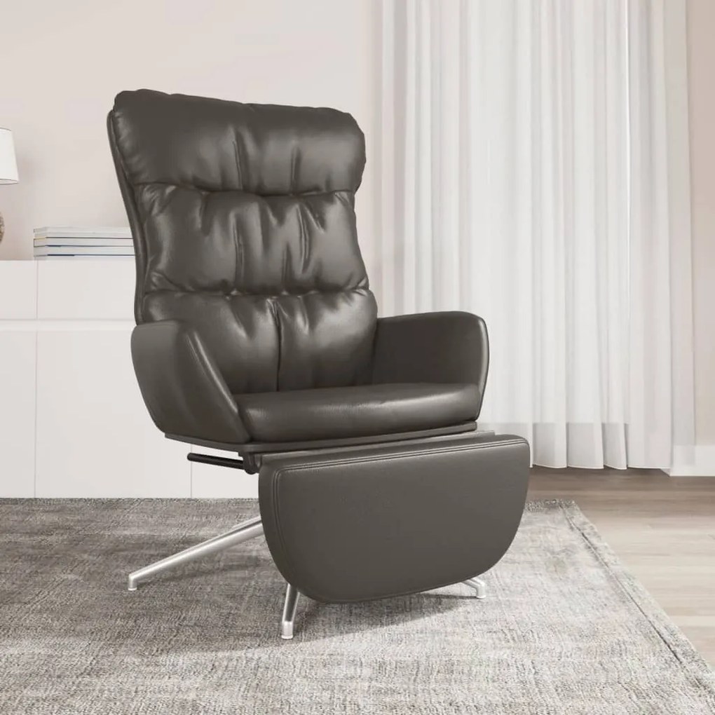 3097582 vidaXL Scaun relaxare cu taburet maro piele naturală/piele ecologică