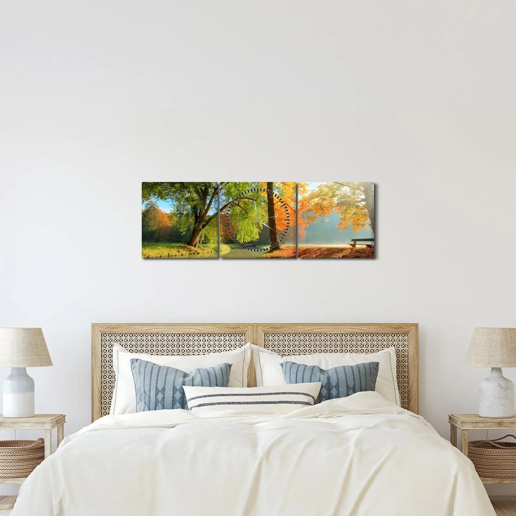 Tablou - Peisaj liniștit de toamnă (cu ceas) (90x30 cm)