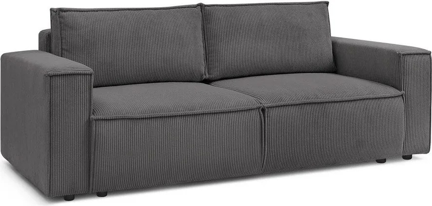 Canapea gri închis extensibilă cu tapițerie din catifea reiată 245 cm Nihad – Bobochic Paris