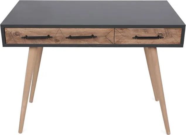 La mâna a doua: Birou Kalune Design 854KLN1502, 105x55 cm, 2 sertare, Finisaj melaminat, Maro / Negru