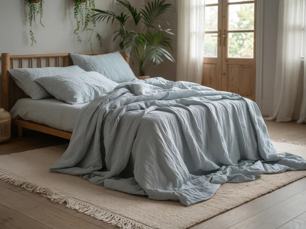 Lenjerie de pat din muselin MOELLIN gri deschis Dimensiune lenjerie de pat: 70 x 90 cm | 140 x 200 cm