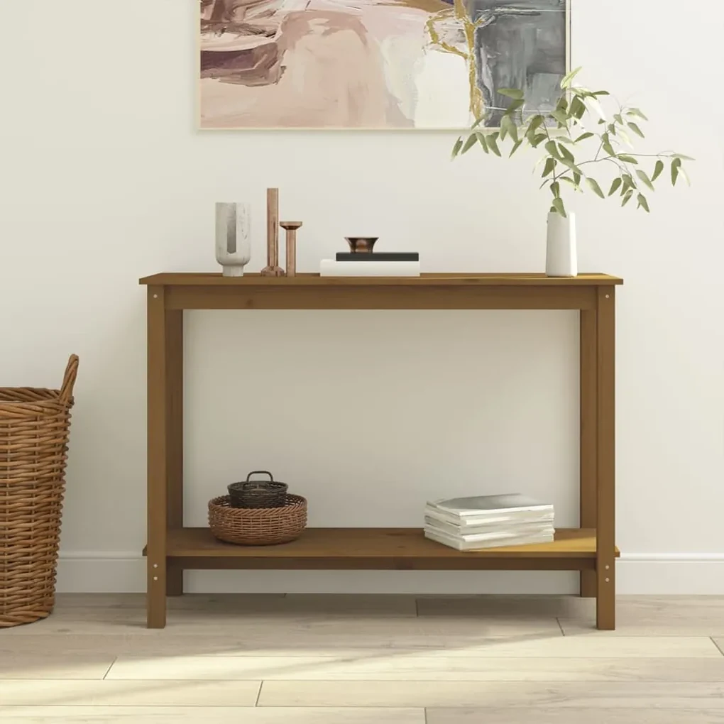 822285 vidaXL Masă consolă, maro miere, 110x40x80 cm, lemn masiv pin