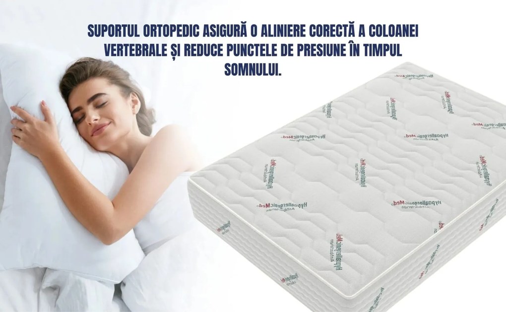 Saltea Model S8, Arcuri Bonnell, Ortopedica, Inaltime 25 cm, Husa tratament antialergic - 180x200cm