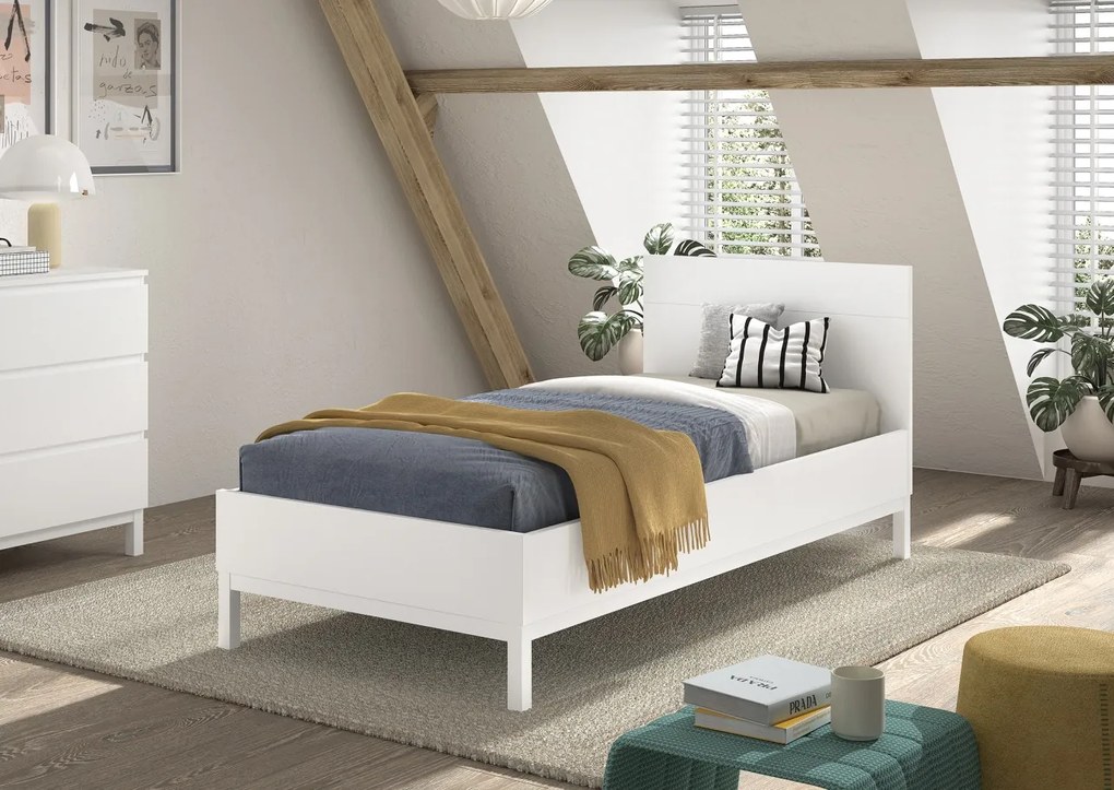 Set Mobilier Cameră Copii EVA: Pat 90x200 cm, Noptieră, Dulap 3 Uși și Comodă, Alb – Vipack
